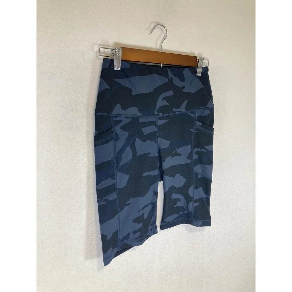 Activewear Yogalicious Lux Women‎ S Blue Camo High Waist Biker Shorts Pockets